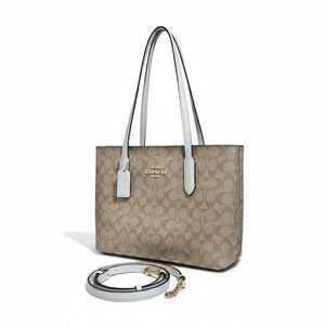 Coach Signature City Zip Tote w/ Chalk Leather & Crossbody Strap